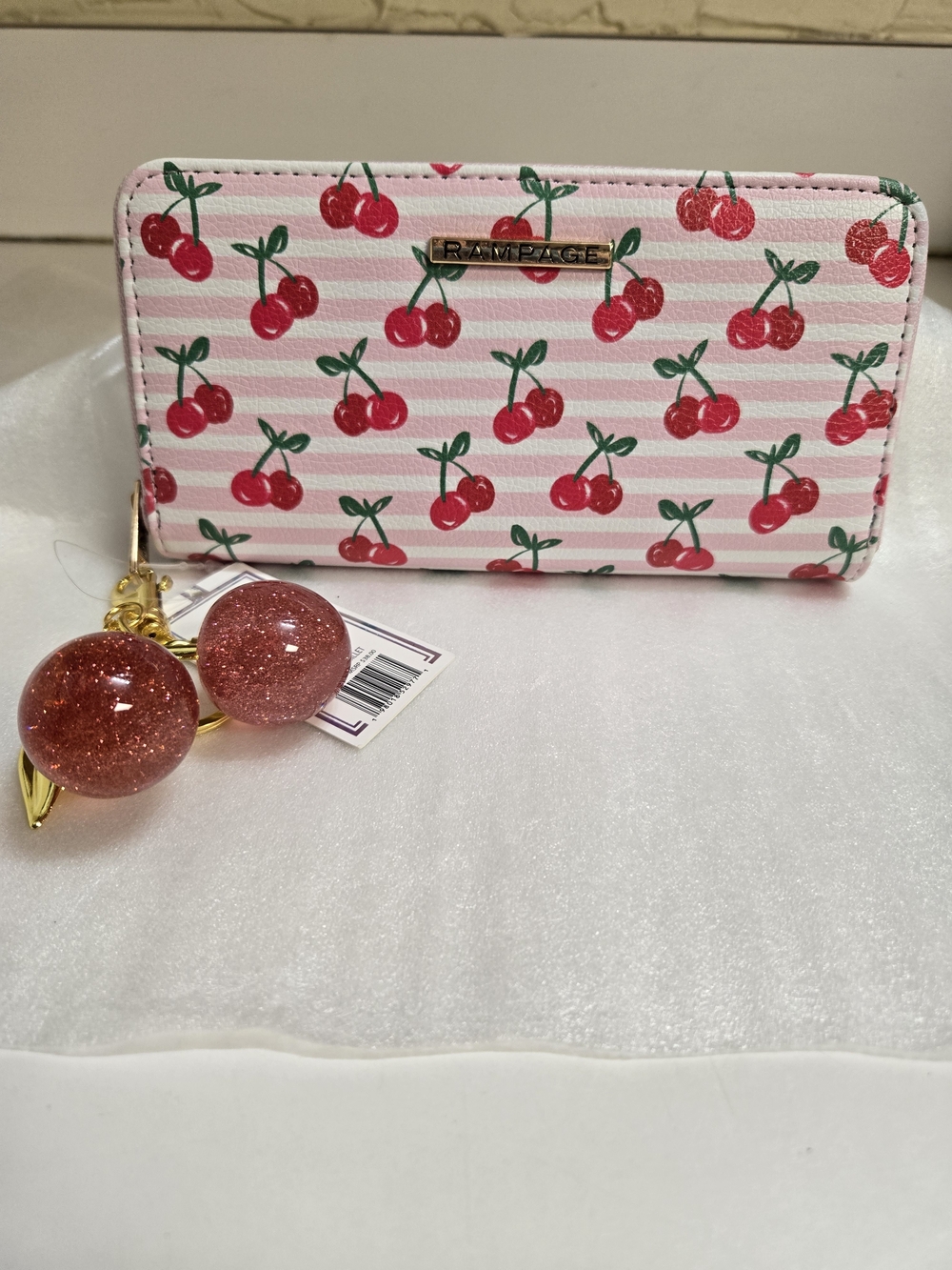 Rampage Cherry Print Zip Wallet - Pink & Red